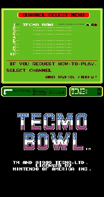 PlayChoice-10: Tecmo Bowl screen shot title